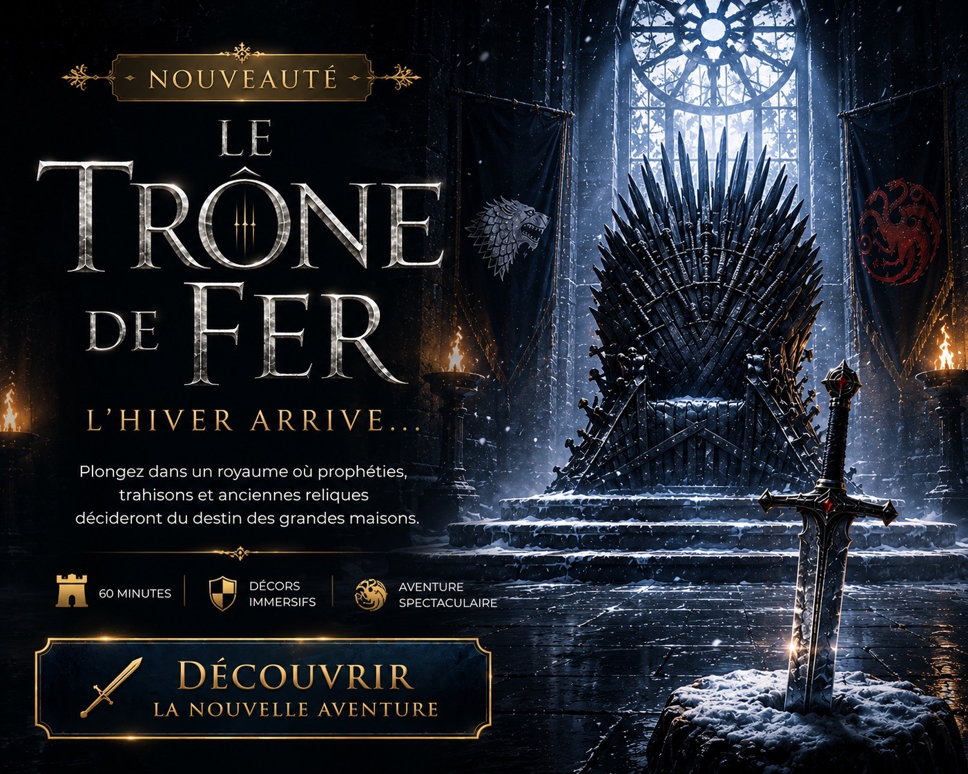 Découvrez la nouvelle salle Le Trône de Fer chez Neurones Escape à Eragny